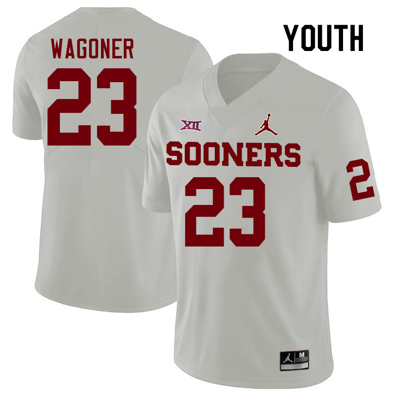 Youth #23 Jasiah Wagoner Oklahoma Sooners College Football Jerseys Stitched-White